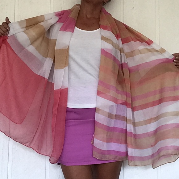 PASTEL STRIPE OVERSIZED BLANKET WRAP SCARF - Picture 4 of 7